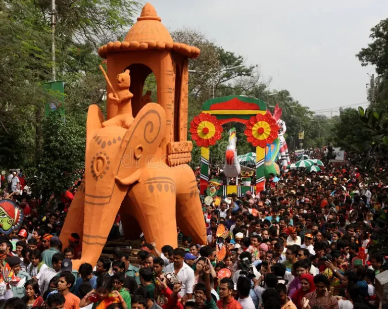 bengali people gathering streets to celebrate pohela boishakh bengali new year bengali people gathering streets 259845093 768x612